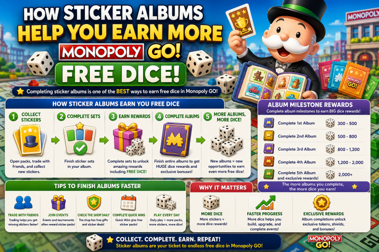 How Sticker Albums Help You Earn More Free Dice in Monopoly GO
