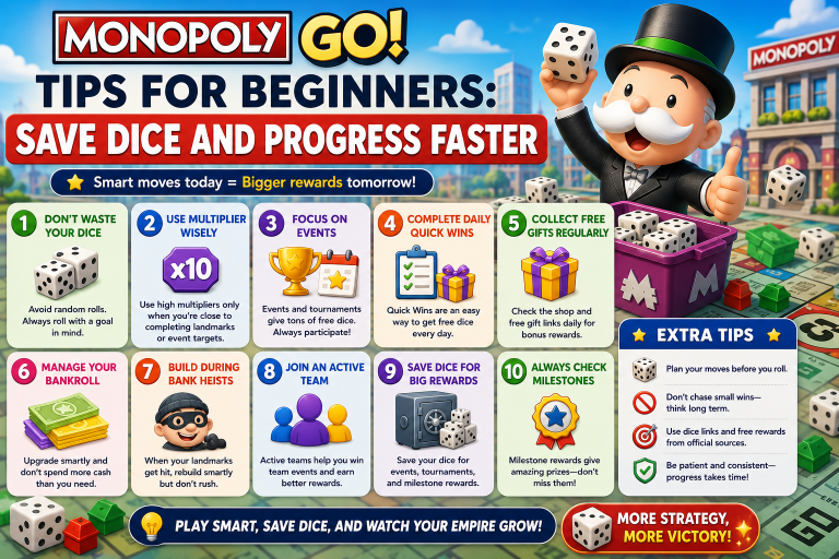 Monopoly GO Tips for Beginners: Save Dice and Progress Faster