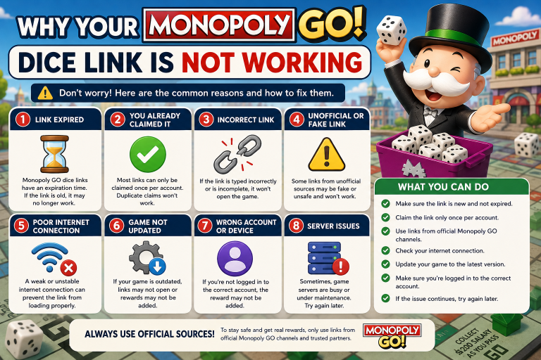 Why Your Monopoly GO Dice Link Is Not Working (Easy Fixes)